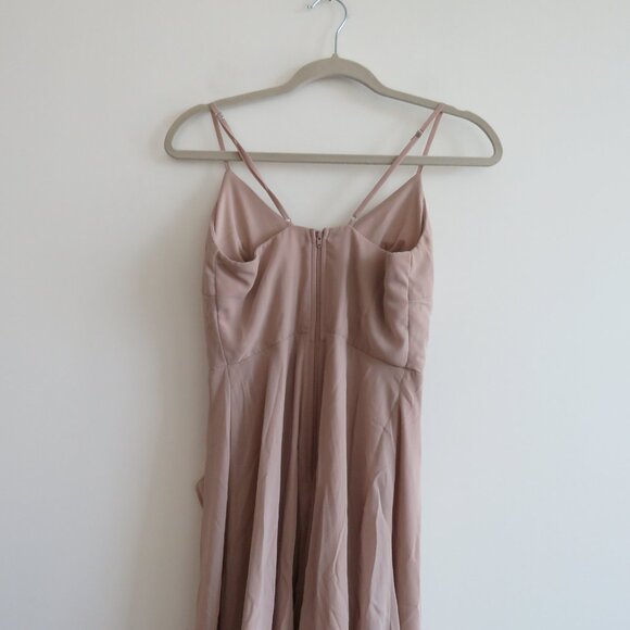 BIRDY GREY Taupe Ruffle Chiffon Maxi Bridesmaid Dress Wedding Neutral - Size XS - Picture 12 of 16